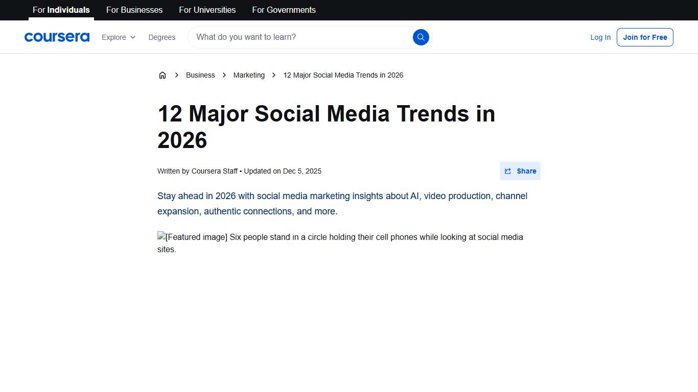 12 Major Social Media Trends in 2026 | Coursera